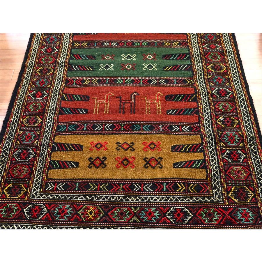 グチャン イランの手織りキリム 191x101cm 動物と幾何学モチーフ | ブランド登録なし | 03