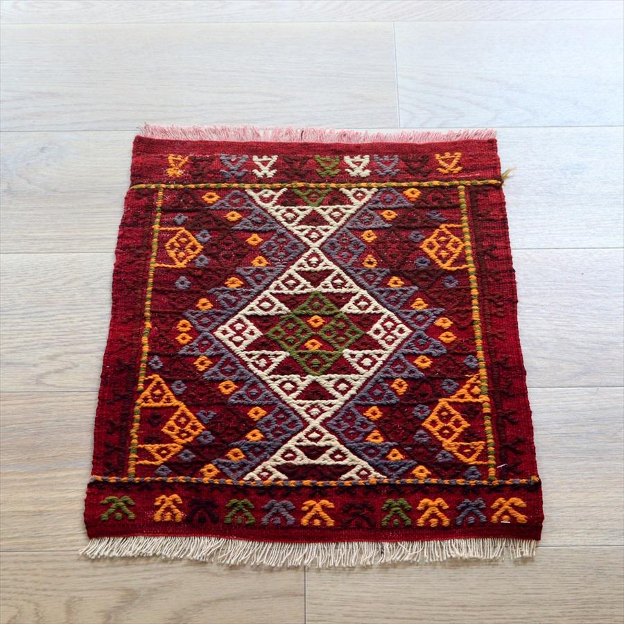 オールドキリム アダナ 51x45cm 小さな正方形 ジジム織り | 