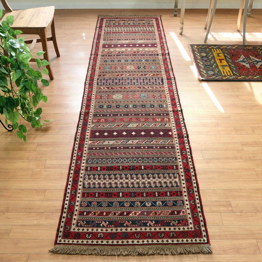 シルジャン イランの手織りキリム 184x70cm ラフラ スマック織り 