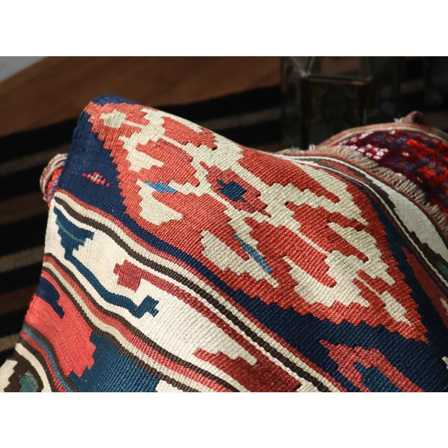 オールドキリム シルヴァン 117x87cm オレンジ&ネイビー