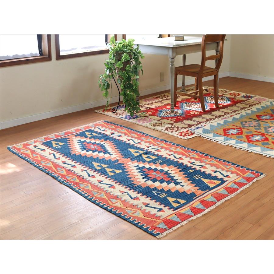 カイセリキリム トルコの手織りラグ 172x110cm レッド&ブルー