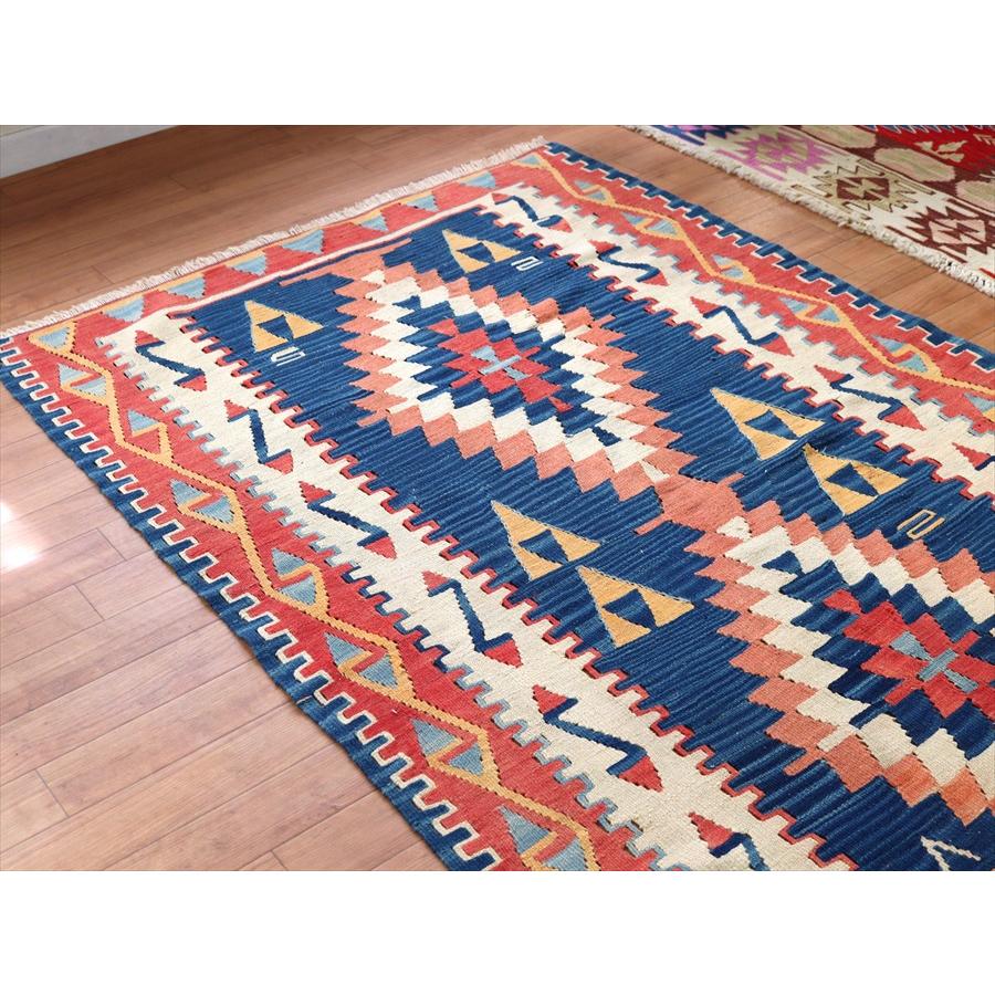 カイセリキリム トルコの手織りラグ 172x110cm レッド&ブルー