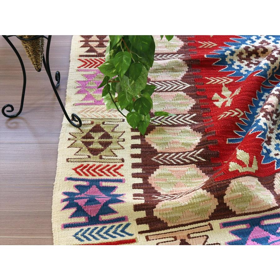 カイセリキリム トルコの手織りラグ 182x133cm 3つのドラゴンと麦の穂