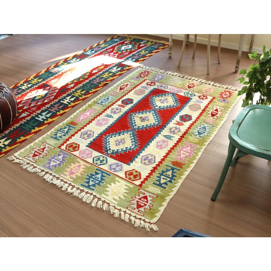 ピーコックグリーン　小花　ボタニカル 215×112 トルコヴィンテージラグ ピーコックグリーン 小花 ボタニカル 215×112 トルコヴィンテージラグ