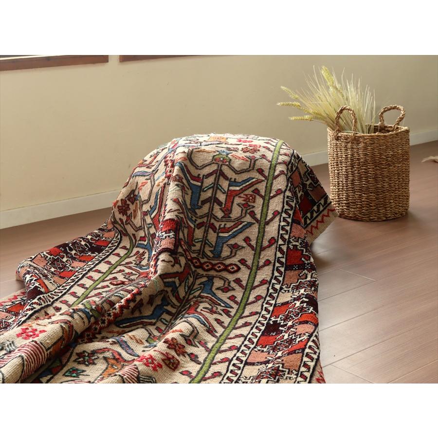 グチャンキリム ベージュ 205x135cm 動物と植物 平織り&パイル織り | ブランド登録なし | 11