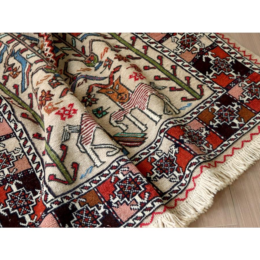 グチャンキリム ベージュ 205x135cm 動物と植物 平織り&パイル織り | ブランド登録なし | 14