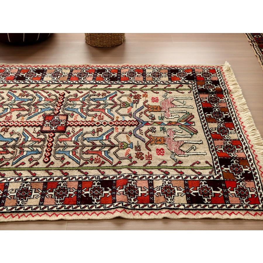 グチャンキリム ベージュ 205x135cm 動物と植物 平織り&パイル織り | ブランド登録なし | 02