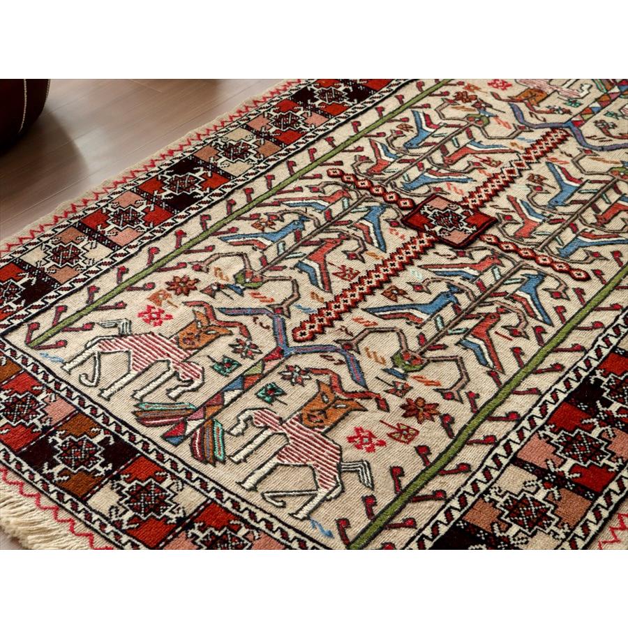 グチャンキリム ベージュ 205x135cm 動物と植物 平織り&パイル織り | ブランド登録なし | 03