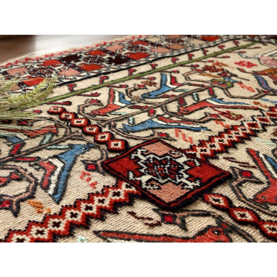 グチャンキリム ベージュ 205x135cm 動物と植物 平織り&パイル織り | ブランド登録なし | 06