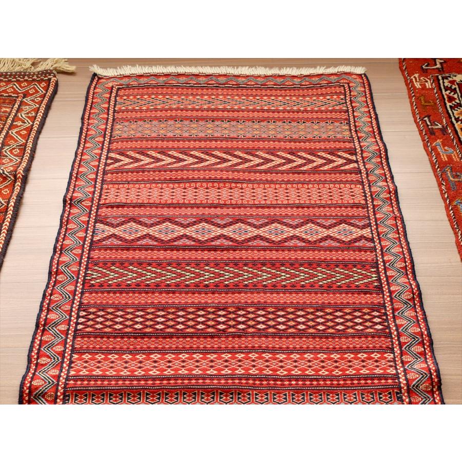 刺繍のようなスザンニ織りのキリム イラン東北部カラート 196x73cm 幾何学模様のボーダーデザイン | ブランド登録なし | 02