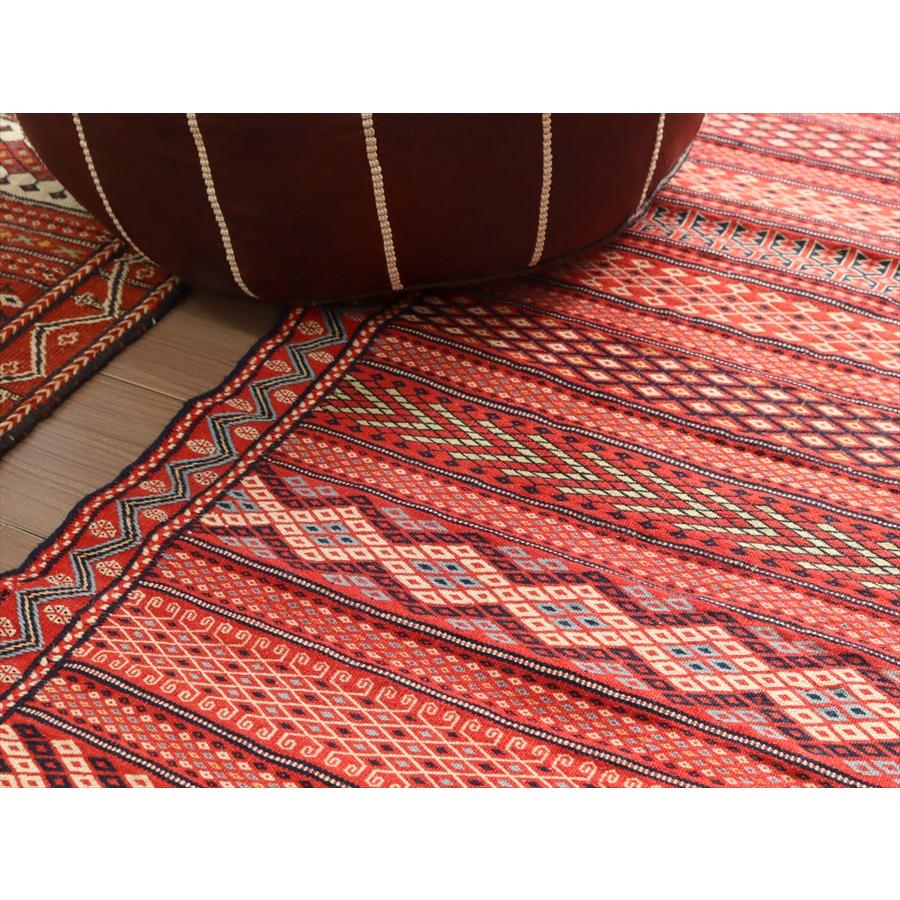 刺繍のようなスザンニ織りのキリム イラン東北部カラート 196x73cm 幾何学模様のボーダーデザイン | ブランド登録なし | 04