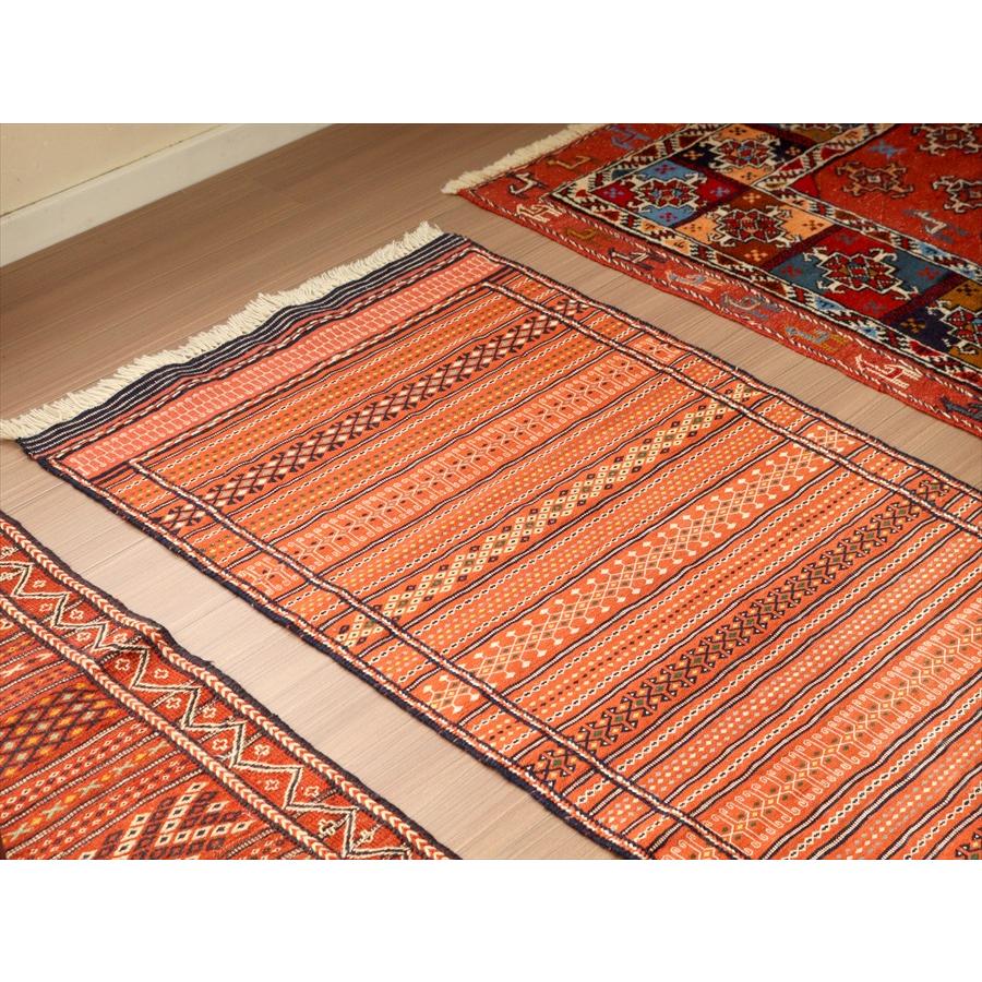 刺繍のようなスザンニ織りのキリム イラン東北部カラート 198x72cm 幾何学模様のボーダーデザイン | ブランド登録なし | 02