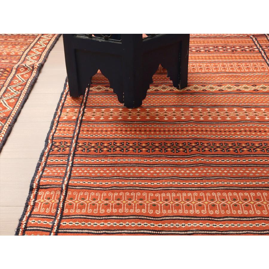 刺繍のようなスザンニ織りのキリム イラン東北部カラート 198x72cm 幾何学模様のボーダーデザイン | ブランド登録なし | 05