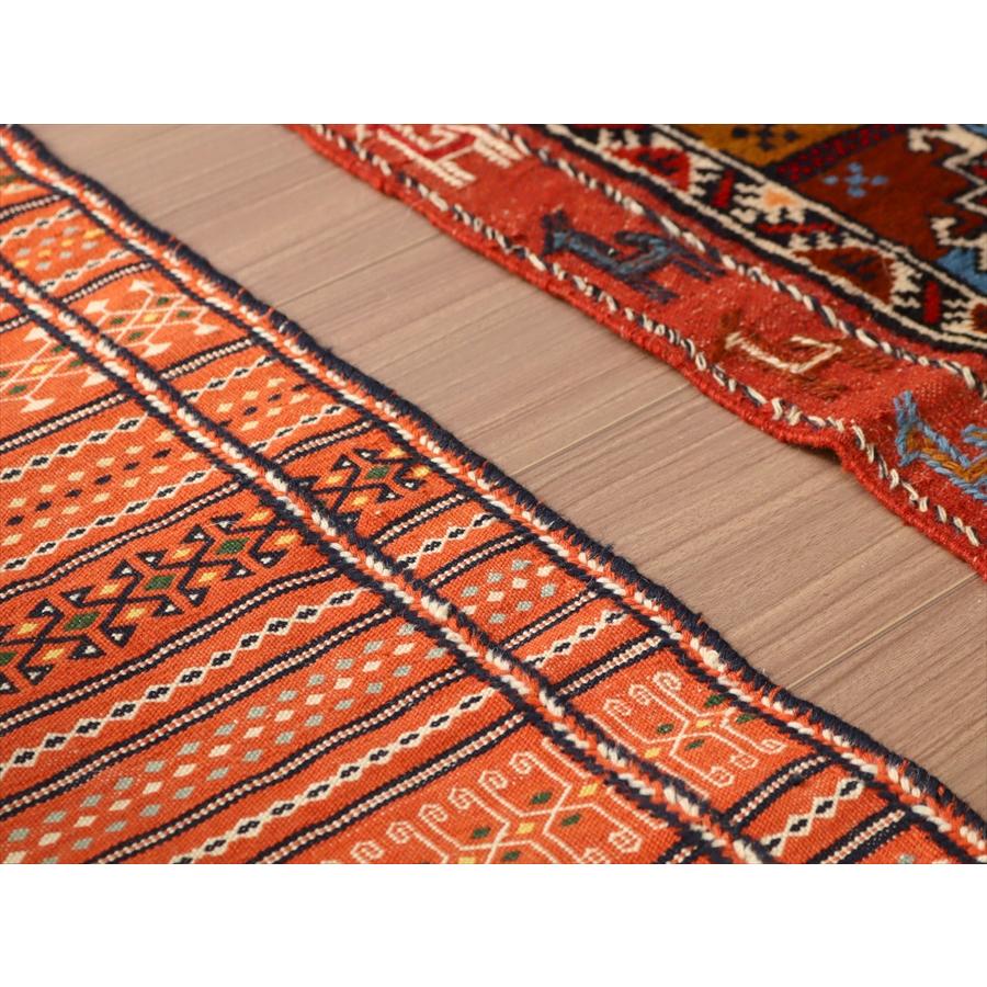 刺繍のようなスザンニ織りのキリム イラン東北部カラート 198x72cm 幾何学模様のボーダーデザイン | ブランド登録なし | 06