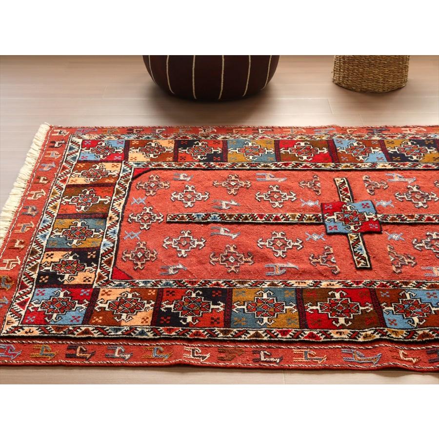 グチャンキリム レッド 205x131cm ヤギとメダリオン 平織り&パイル織り | ブランド登録なし | 03