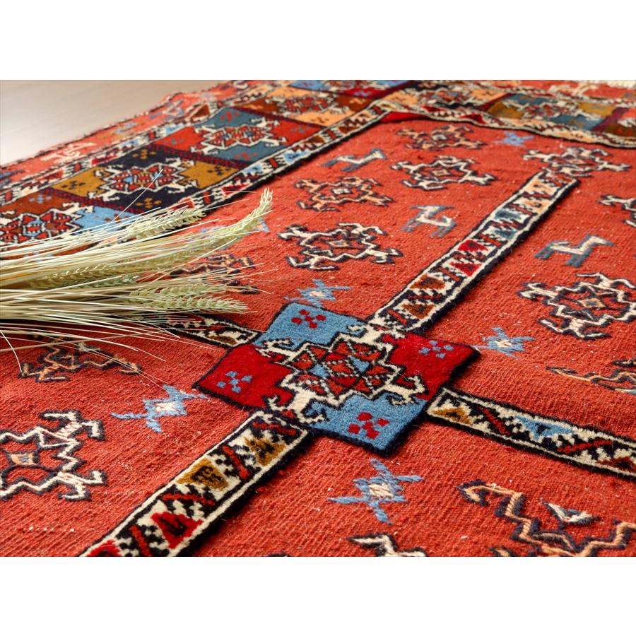 グチャンキリム レッド 205x131cm ヤギとメダリオン 平織り&パイル織り | ブランド登録なし | 05