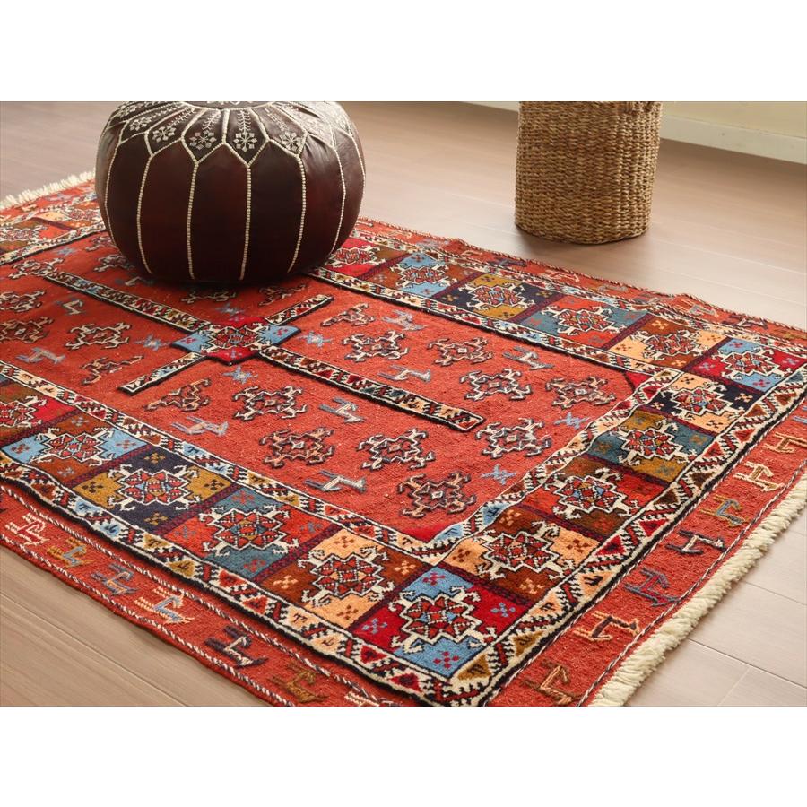 グチャンキリム レッド 205x131cm ヤギとメダリオン 平織り&パイル織り | ブランド登録なし | 08