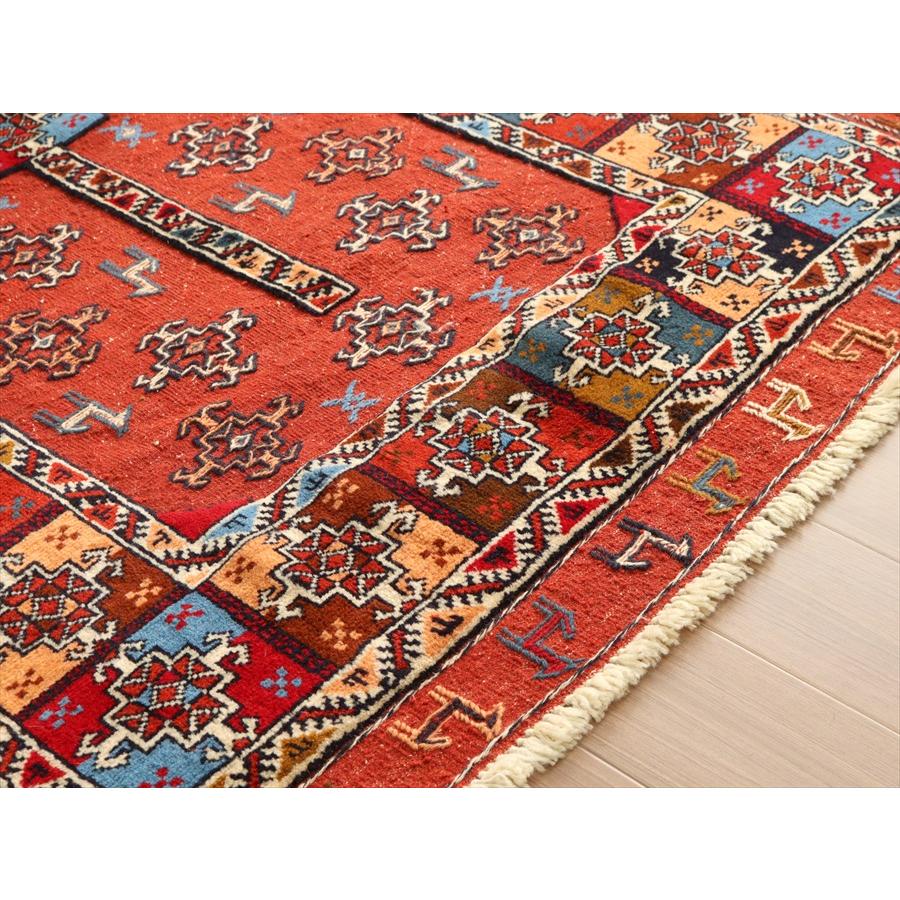 グチャンキリム レッド 205x131cm ヤギとメダリオン 平織り&パイル織り | ブランド登録なし | 09