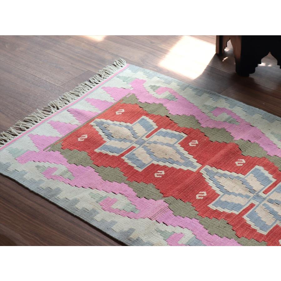 カイセリ産手織りキリム 115x77cm レッド＆ピンク トルコの手織りラグ |  | 03