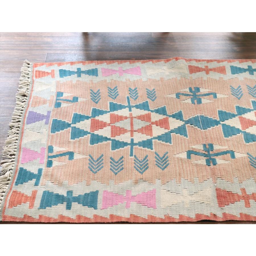 トルコの手織りキリム カイセリ 127x90cm 幾何学モチーフ パステルトーン |  | 03