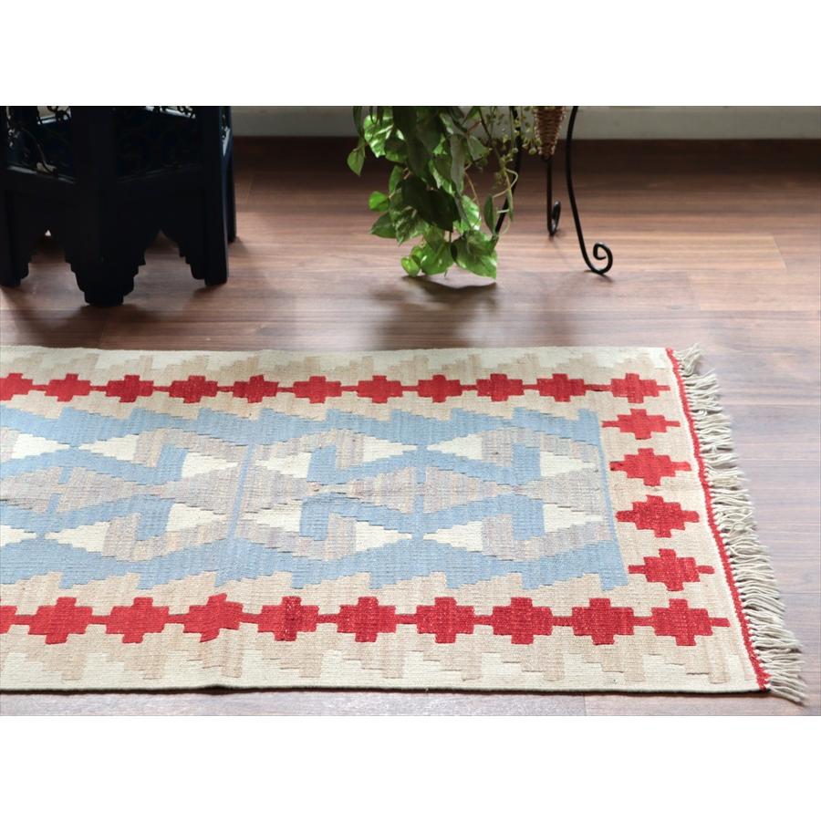 カイセリ産手織りキリム 雄羊の角 115x79cm ブルー＆グレー トルコの手織りラグ |  | 02