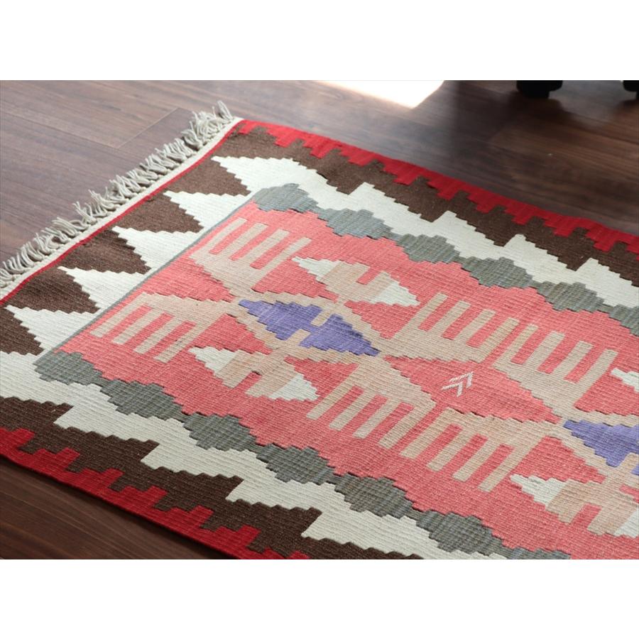 カイセリ産手織りキリム 127x82cm レッド トルコの手織りラグ |  | 03