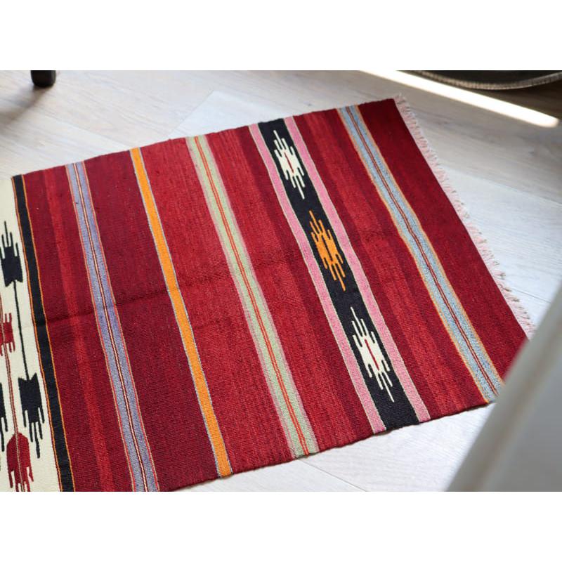オールドキリム シリフケ ストライプ 84x60cm 細かく薄手の織り テント