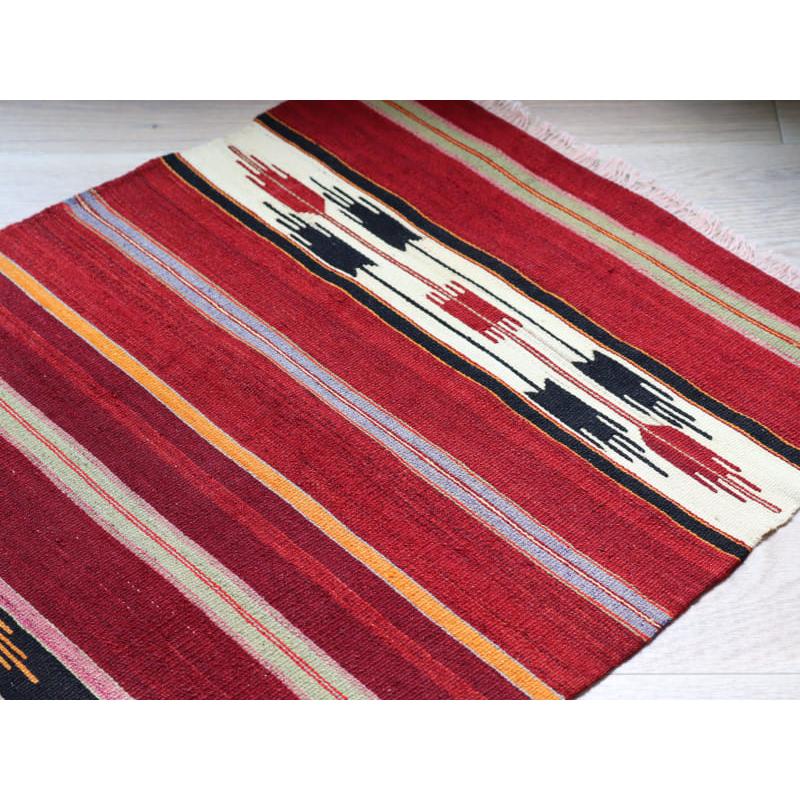 オールドキリム シリフケ ストライプ 82x62cm 細かく薄手の織り テント