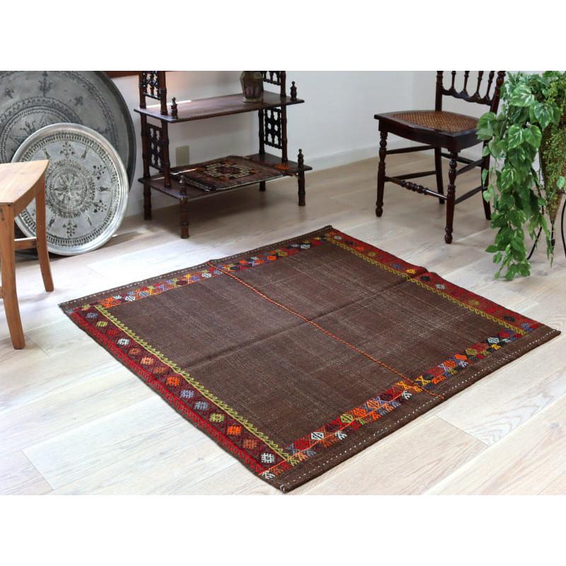 オールドキリム ソフレ 無地 エスキシェヒ―ル 119x115cm ブラウンに