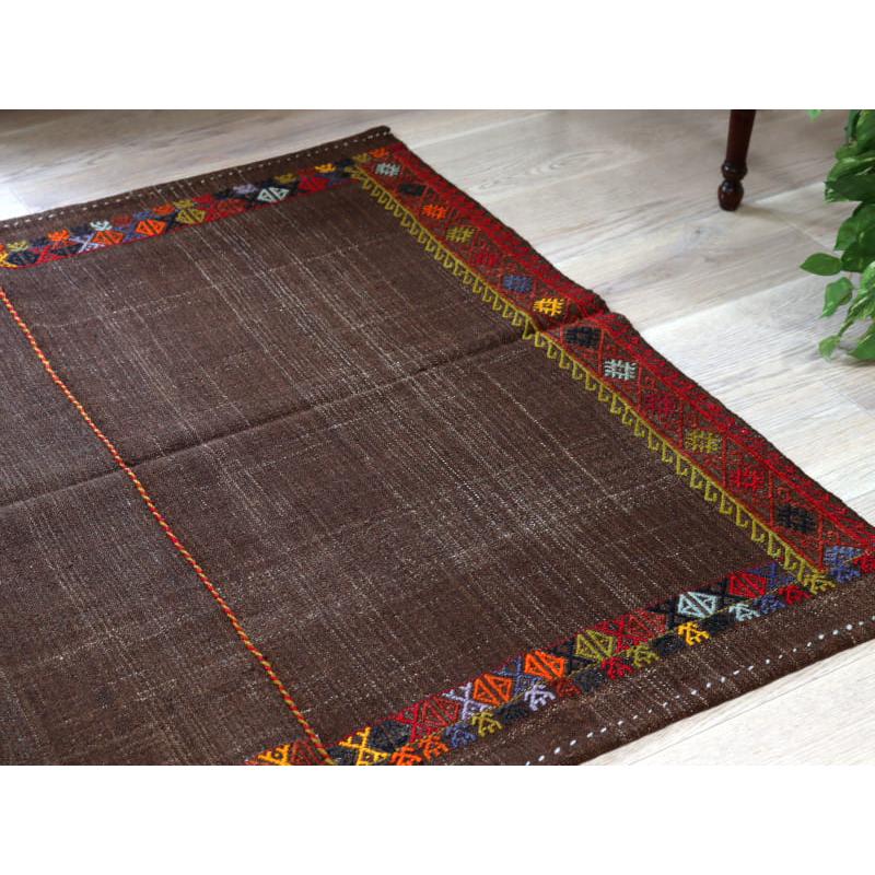 オールドキリム ソフレ 無地 エスキシェヒ―ル 119x115cm ブラウンに