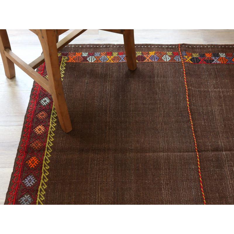 オールドキリム ソフレ 無地 エスキシェヒ―ル 119x115cm ブラウンに