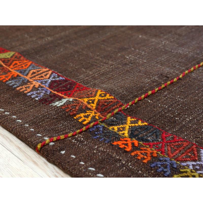 オールドキリム ソフレ 無地 エスキシェヒ―ル 119x115cm ブラウンに