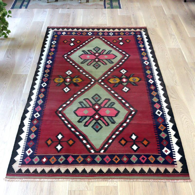 オールドキリム コーカサス クバ 233x141cm 2つのメダリオン