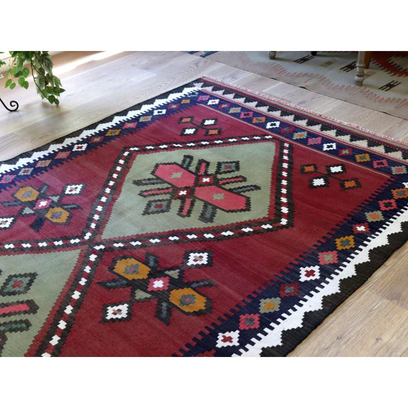 オールドキリム コーカサス クバ 233x141cm 2つのメダリオン