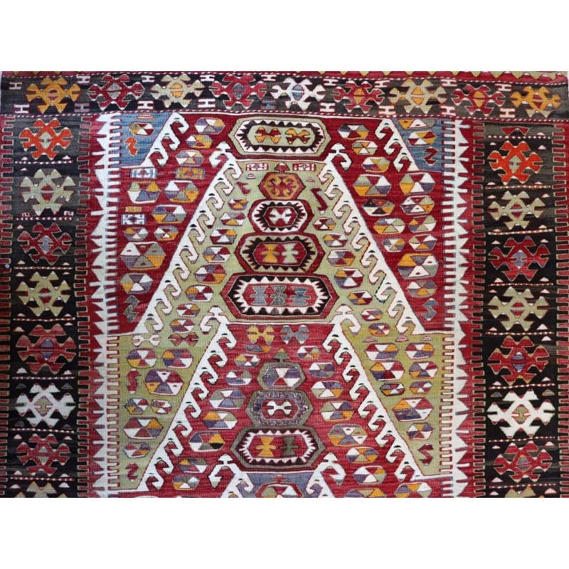 トルコ手織りキリム アンティーク リプロダクト 199x145cm 連なる