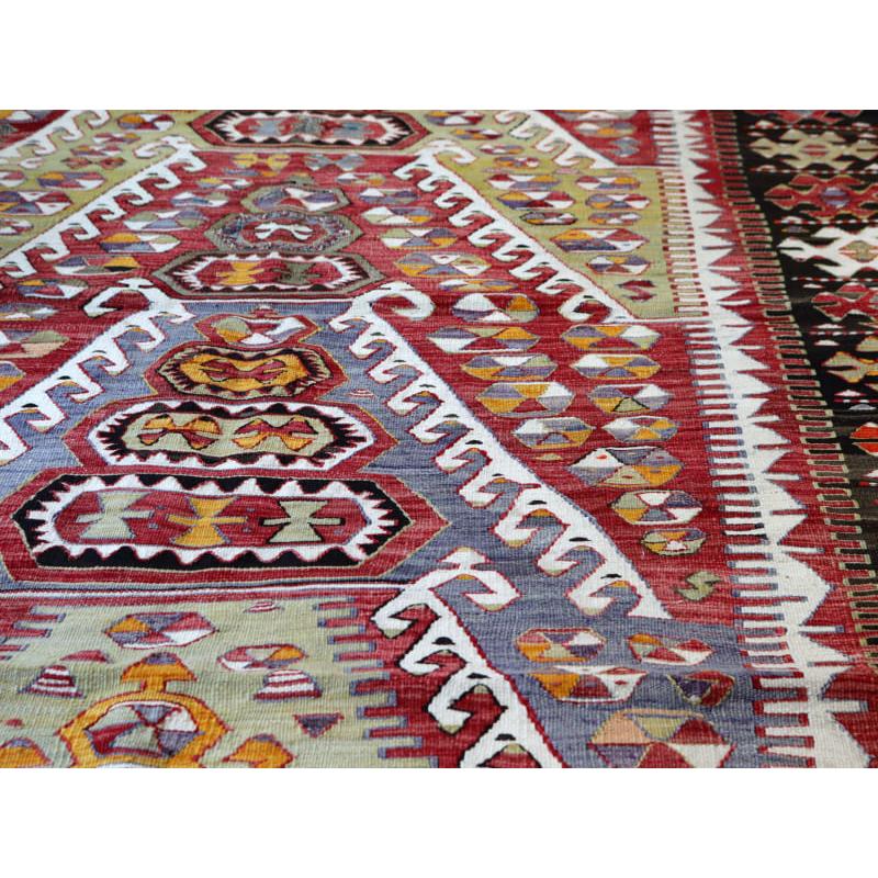 トルコ手織りキリム アンティーク リプロダクト 199x145cm 連なる
