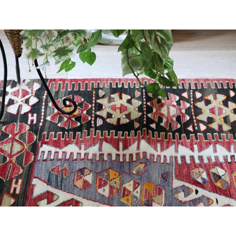 トルコ手織りキリム アンティーク リプロダクト 199x145cm 連なる