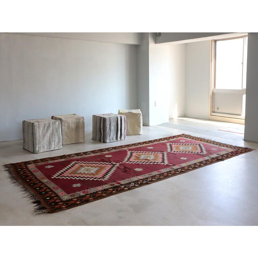 オールドキリム エルズルム 344x158cm ３つのメダリオンと幾何学模様 文字入り |  | 01