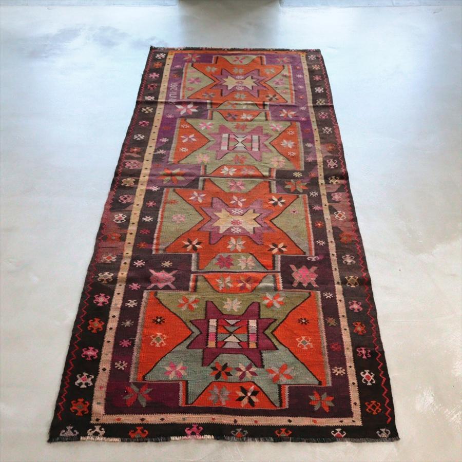 オールドキリム カルス 311x125cm 星形のメダリオンと幾何学模様 | 