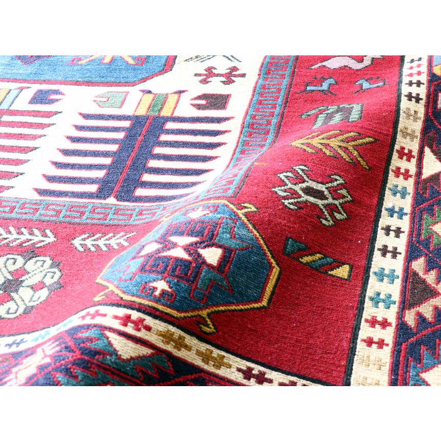 スマックキリム　シルジャン 195x148cm 刺繍のような細かな織り　三重のボーダー 【ペルシャヴィンテージラグ】