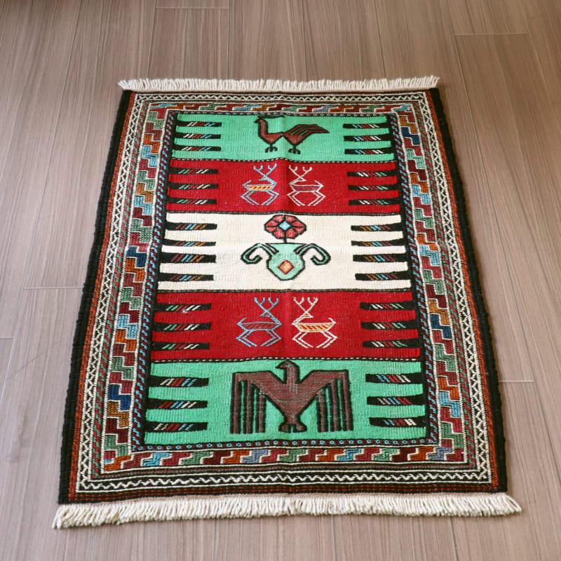 手織りキリム　グチャン 90x61cm 玄関マット　コンドル | 