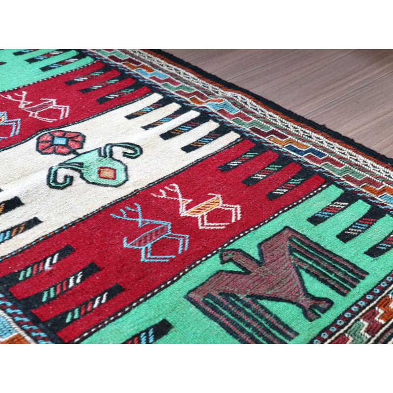 手織りキリム　グチャン 90x61cm 玄関マット　コンドル |  | 02