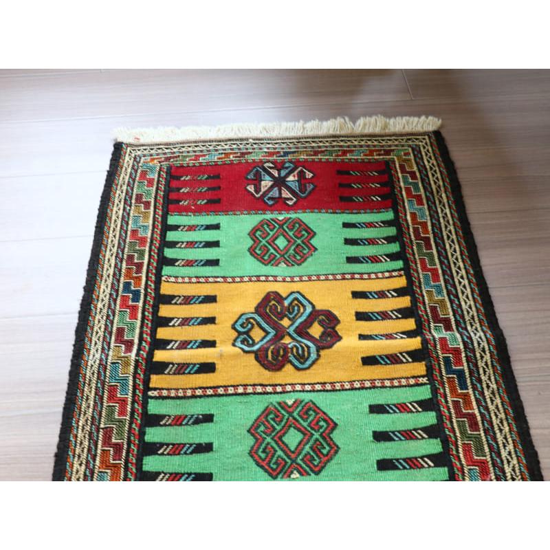 手織りキリム グチャン 88x59cm 玄関マット 幾何学モチーフ