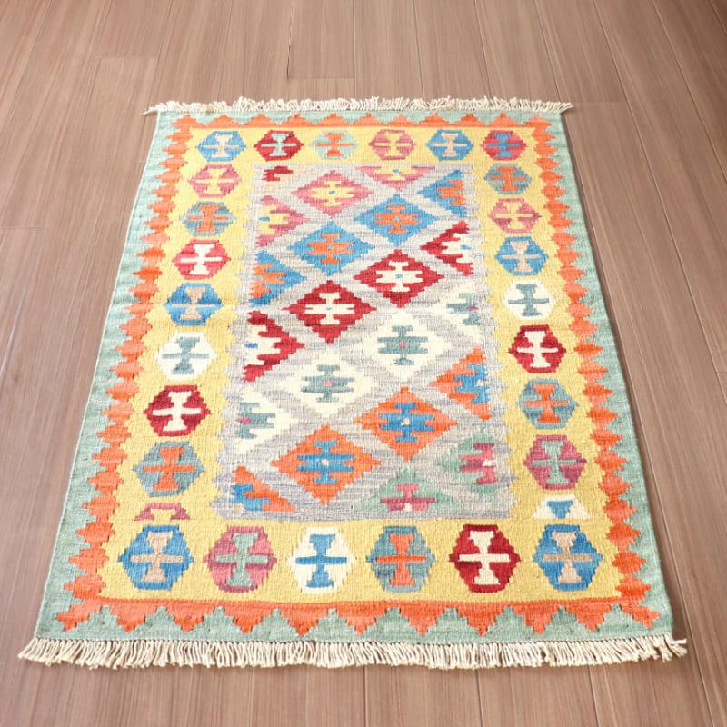 カシュカイキリム イラン 手織り 125x89cm 幾何学モチーフ　玄関マット | 