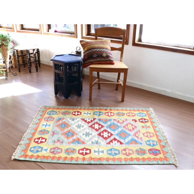 カシュカイキリム イラン 手織り 125x89cm 幾何学モチーフ　玄関マット |  | 01