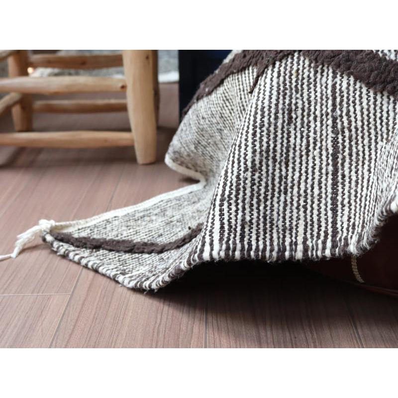 モロッコキリム ザナフィ 143x91cm 連なるひし形 ブラウン