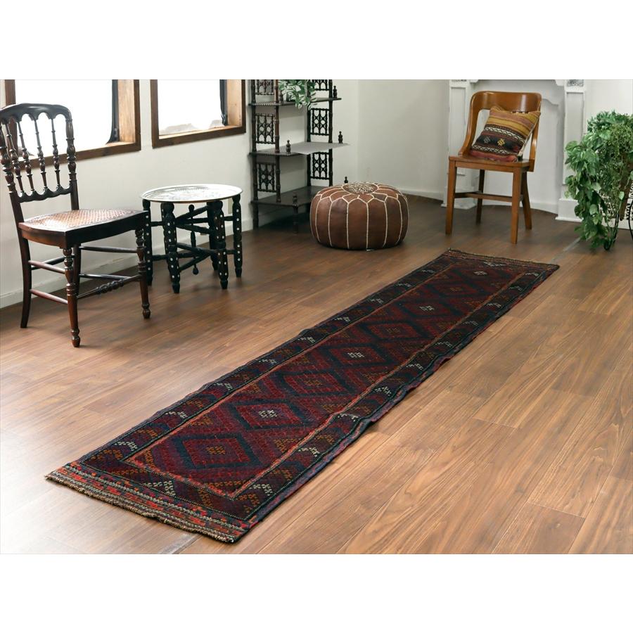 オールドキリム アフガニスタン ミシュワニ 284x61cm 幾何学模様 細長