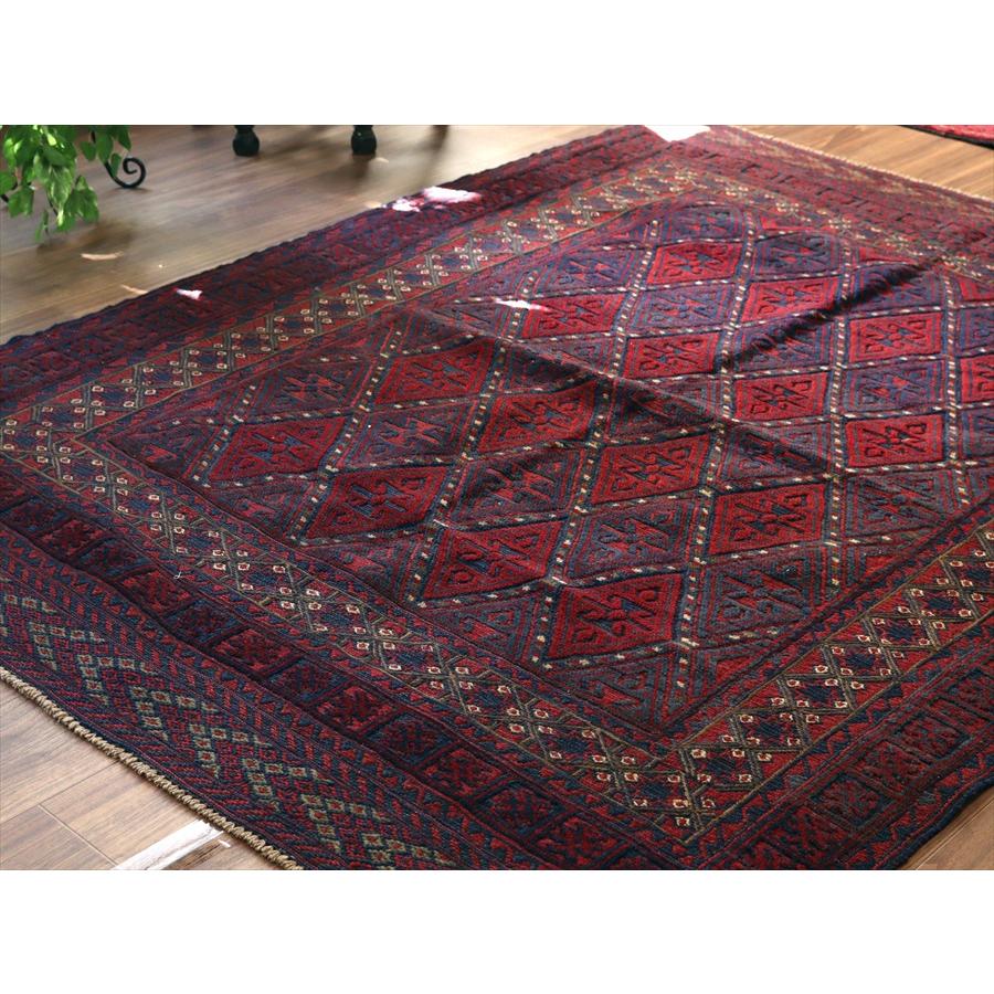 アフガンキリム アフガニスタン ミシュワニ 183x146cm 連続する幾何学模様_3
