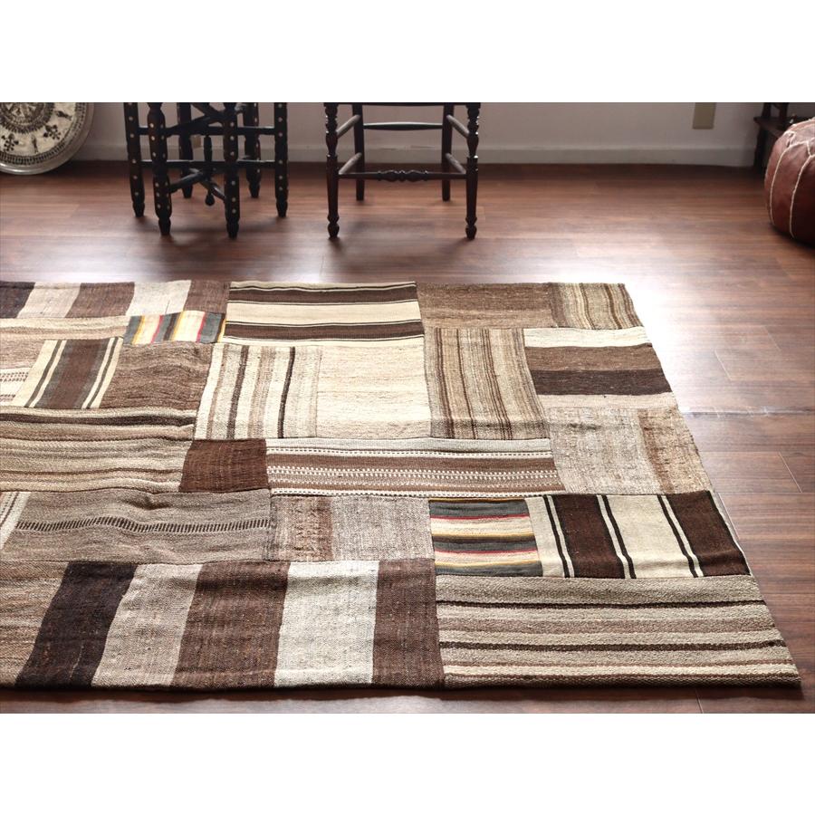 パッチワークキリム　表裏両面のリバーシブルタイプ 201x153cm 無染色のナチュラルカラー |  | 02