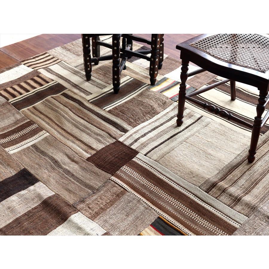 パッチワークキリム　表裏両面のリバーシブルタイプ 201x153cm 無染色のナチュラルカラー |  | 05